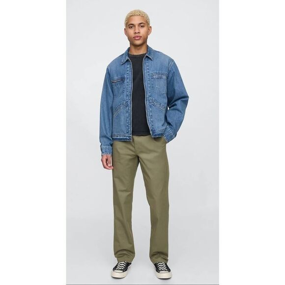 GAP Mens New Favorite Khaki Olive Flat Front Straight Fit Cargo Pants Size 38X34